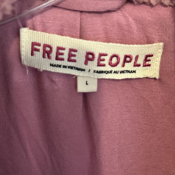 Free People Joplin Jacket Womens Large Smoked Pink Faux Fur Slouchy Teddy *FLAW - Picture 8 of 10